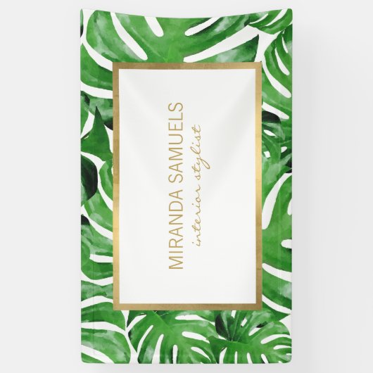 Tropisches Monstera-Blätter Muster Banner (Vertikal)