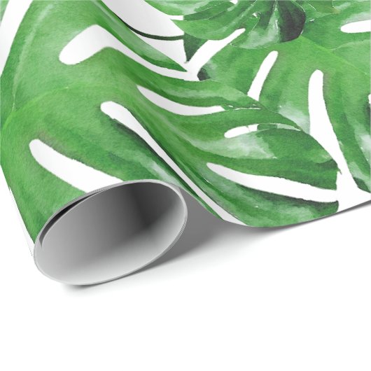 Tropisches Monstera-Blätter Muster Geschenkpapier (Rolleneckpunkt)