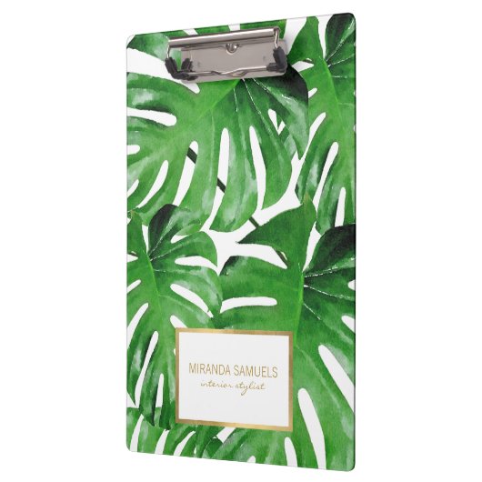 Tropisches Monstera-Blätter Muster Klemmbrett (Links)