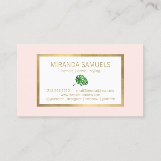 Tropisches Monstera Blätter Muster Rosa Visitenkarte (Rückseite)