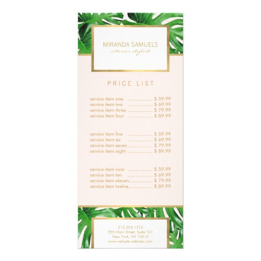 Tropisches Monstera Blätter Muster Rosa Werbekarte (Vorne)