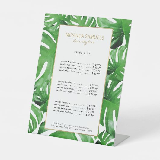 Tropisches Monstera-Blätter Muster Sockelschild (Vorderseite)