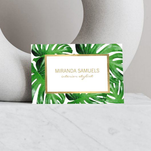 Tropisches Monstera-Blätter Muster Visitenkarte