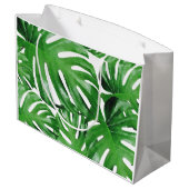 Tropisches Monstera Blätter Personalisiert Große Geschenktüte (Rückseite Schrägansicht)