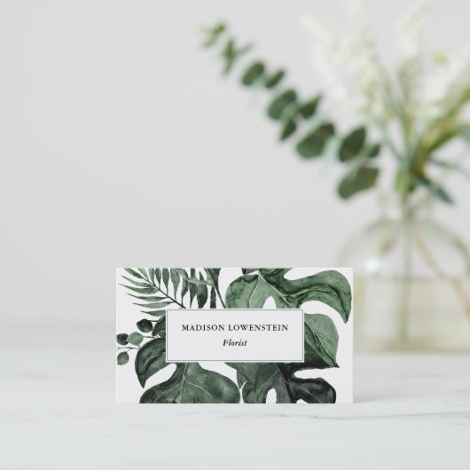Tropisches Monstera Blätter Vegetation Visitenkarte (Stehend Vorderseite)