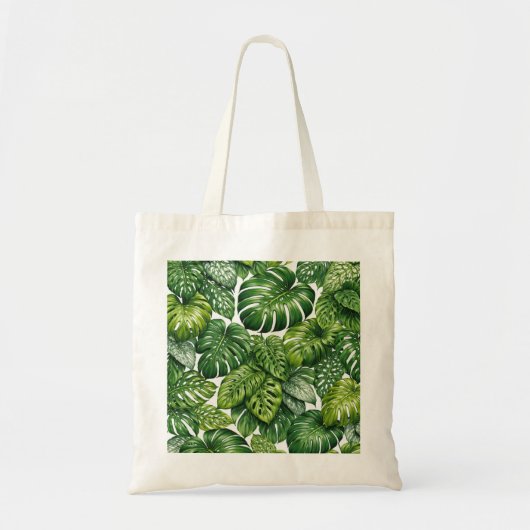 Tropisches Monstera-Blattmuster Tragetasche (Vorne)