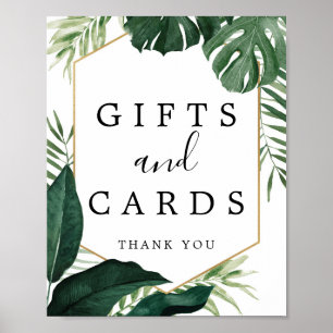 Tropisches Monstera-Geschenke-und-Karten-Schild Poster