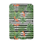 Tropisches Monstera-Gestreiftes Botanisches Muster Badematte (Vorderseite Vertikal)