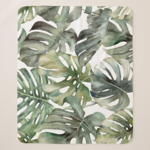 Tropisches Monstera großes Wasserfarbenmuster Sherpadecke