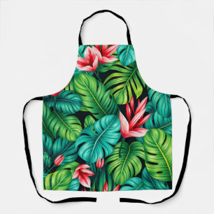 Tropisches Monstera Heliconia Dschungelmuster Schürze