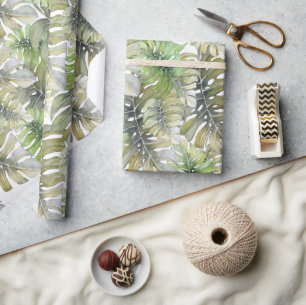 Tropisches Monstera Palm Pastell-Muster Geschenkpapier