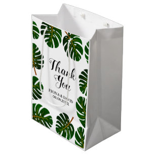 Tropisches Monstera-Palmenblatt Hochzeit Danke & G Mittlere Geschenktüte