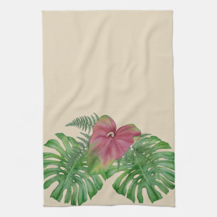 Tropisches Monstera u. Geschirrtuch