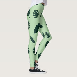 Tropisches Monstera- und Palmblatt-Nahtloses Muste Leggings