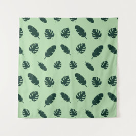 Tropisches Monstera- und Palmblatt-Nahtlosmuster Wandteppich