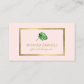 Tropisches Monsterfarben-Leaf-Logo auf Rosa Visitenkarte (Vorderseite)