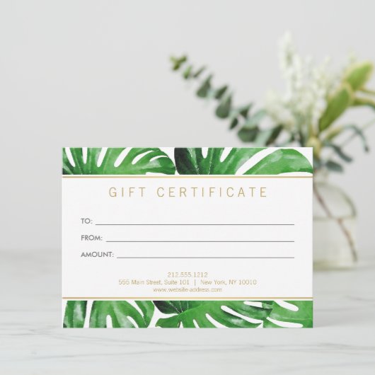 Tropisches Monstero-Geschenk Einladung (Stehend Vorderseite)