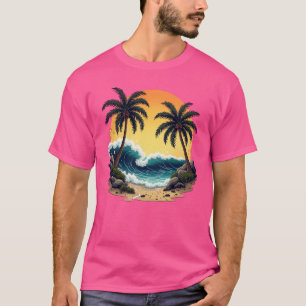 Tropisches Monterey Beach Tattoo Art Design T-Shirt