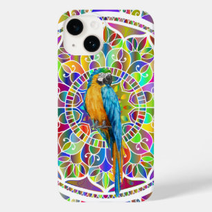 Tropisches Mosaik – Blau- und Goldara-Mandala Case-Mate iPhone 14 Hülle