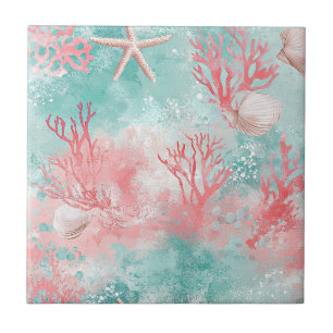 Tropisches Muschelkorallenmuster Fliese