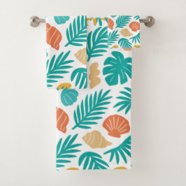 Tropisches Muscheln- und Frontsystem Badhandtuch Set