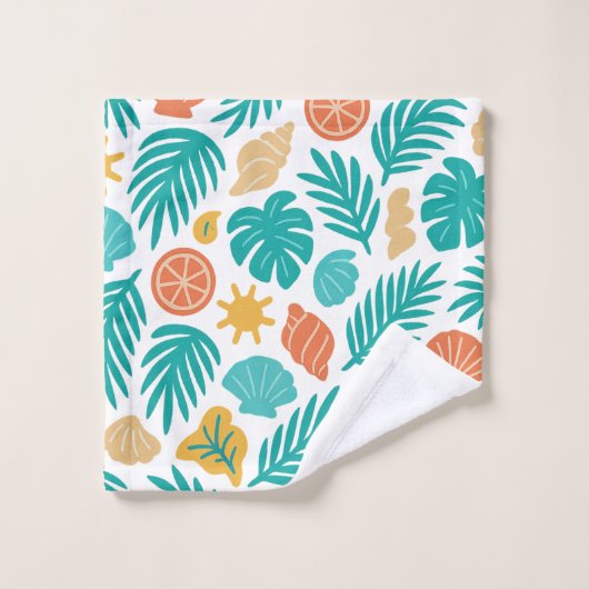 Tropisches Muscheln- und Frontsystem Badhandtuch Set (Waschlappen)