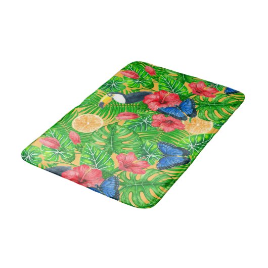 tropisches Muster Badematte (Schrägansicht)