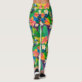 Tropisches Muster farbenfrohe Whimsikische Blume Leggings (Rückseite)