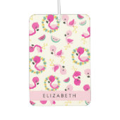 Tropisches Muster, Flamingos, Blume, Ihr Name Autolufterfrischer (Vorderseite)