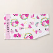 Tropisches Muster, Flamingos, Blume, Ihr Name Badhandtuch Set (Handtuch)