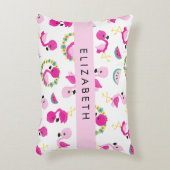 Tropisches Muster, Flamingos, Blume, Ihr Name Dekokissen (Vorderseite(Vertikal))