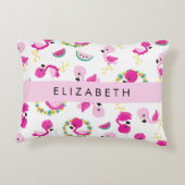Tropisches Muster, Flamingos, Blume, Ihr Name Dekokissen (Rückseite)