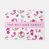 Tropisches Muster, Flamingos, Blume, Ihr Name Fußmatte (Vorderseite)