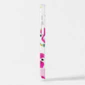 Tropisches Muster, Flamingos, Blume, Ihr Name iPhone Hülle (Linke Seite)