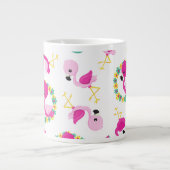 Tropisches Muster, Flamingos, Blume, Ihr Name Jumbo-Tasse (Vorderseite)