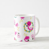Tropisches Muster, Flamingos, Blume, Ihr Name Kaffeetasse (VorderseiteRechts)