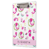 Tropisches Muster, Flamingos, Blume, Ihr Name Klemmbrett (Links)