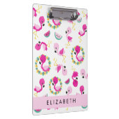 Tropisches Muster, Flamingos, Blume, Ihr Name Klemmbrett (Rechts)