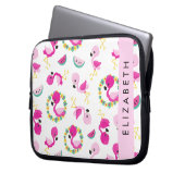 Tropisches Muster, Flamingos, Blume, Ihr Name Laptopschutzhülle (Vorderseite Links)