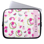 Tropisches Muster, Flamingos, Blume, Ihr Name Laptopschutzhülle (Vorderseite)