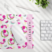 Tropisches Muster, Flamingos, Blume, Ihr Name Mousepad