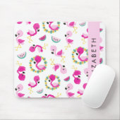 Tropisches Muster, Flamingos, Blume, Ihr Name Mousepad (Mit Mouse)