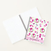 Tropisches Muster, Flamingos, Blume, Ihr Name Notizblock (Innenseite)