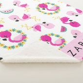 Tropisches Muster, Flamingos, Blume, Ihr Name Sherpadecke (3/4)