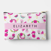 Tropisches Muster, Flamingos, Blume, Ihr Name Zubehörtasche (Rückseite)
