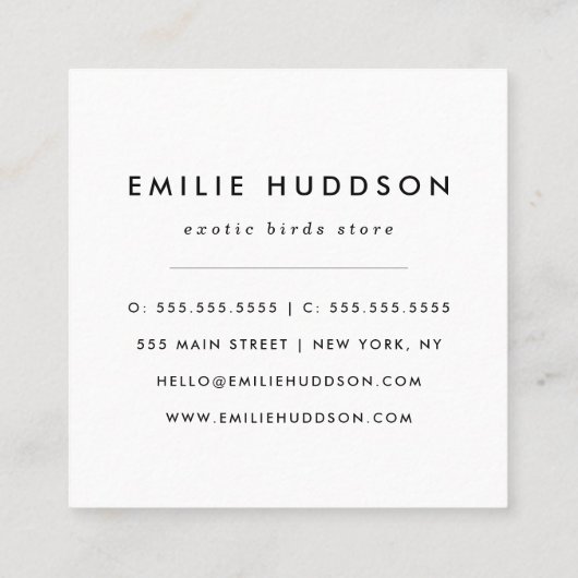 Tropisches Muster, Flamingos, Pet Shop, Bird Store Quadratische Visitenkarte (Rückseite)