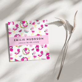 Tropisches Muster, Flamingos, Pet Shop, Bird Store Quadratische Visitenkarte