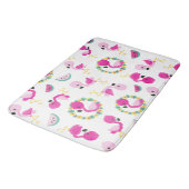 Tropisches Muster, Flamingos, Wassermelonen, Blume Badematte (Schrägansicht)