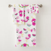 Tropisches Muster, Flamingos, Wassermelonen, Blume Badhandtuch Set (Insitu)