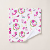 Tropisches Muster, Flamingos, Wassermelonen, Blume Badhandtuch Set (Waschlappen)